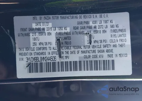 2021 Mazda Cx-30 Select from USA, damaged, VIN 3MVDMBBL8MM244506